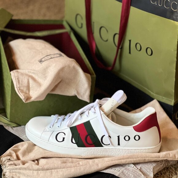 GUCCI ACE LIMITED EDITION SNEAKERS 100TH ANNIV - MENS SIZE 11.5-12 USA (RARE) - Picture 1 of 10